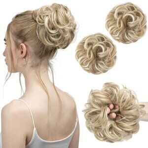 Messy Bun Hair Pieces - 2-Piece Curly Ponytail Scrunchies - Dirty Blonde